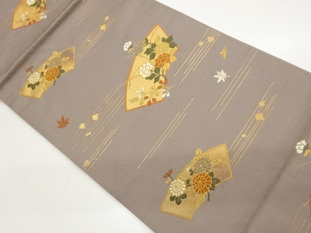 JAPANESE KIMONO / HIRAKI NAGOYA OBI / WOVEN FLOWERS & STREAM